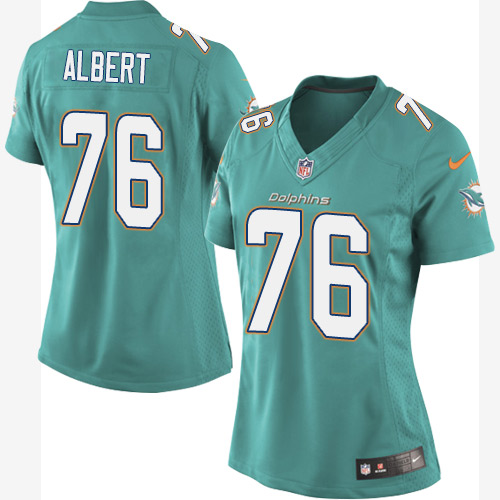 Women's Limited Branden Albert Nike Jersey Aqua Green Home - #76 NFL Miami Dolphins